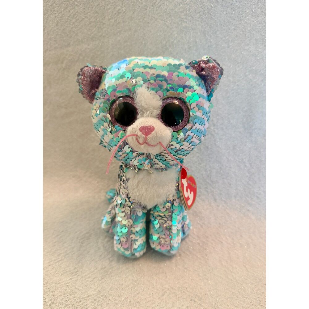 Ty Flippables Sequins Plush 💜 WHIMSY the Cat (6 Inch) MWMTs Stuffed Animal Toy